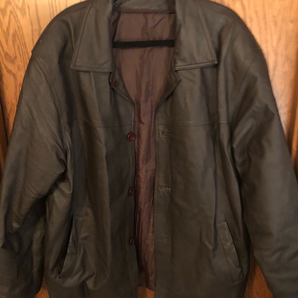 Unisex brown leather jacket XXL